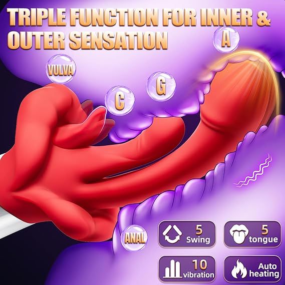 5 Rhythmic Swings and 10 Tongue Vibrator Heating Mode 5 in 1 Rose Sex Toy