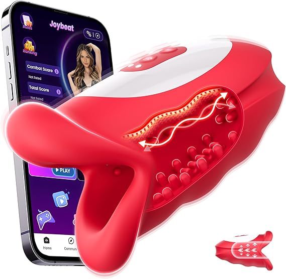 App Control 10 Waving & Vibrating In 3 Motors for 360° Blowjob Stroker Vibrator with Hollow Out Design