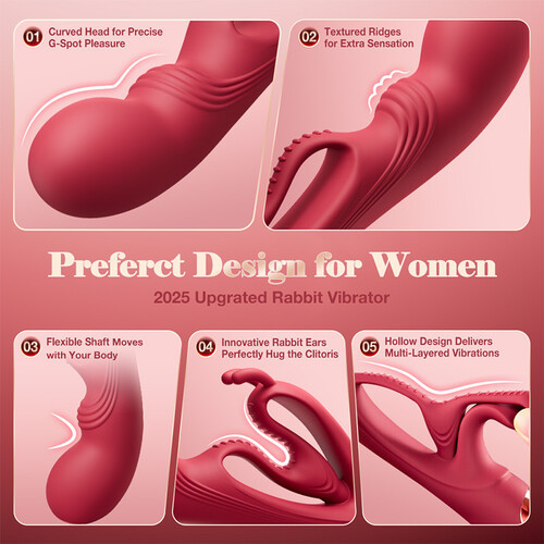 Hellofuntoys 10*10 Vibrating Innovative Hollow Ears Design Dual Motor Buniva Rabbit Vibrator