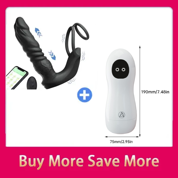 😍BIG-SALE😍Hellofuntoys™ Bluetooth App Control 9 Vibrating Thrusting Dual Ring Prostate Massager