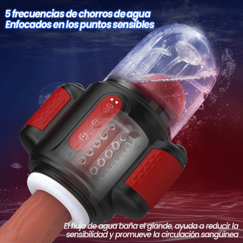 Storm Vortex - 5-Frequency Water Spray + 10-Frequency Vibration + 5-Frequency Rotation, Dual Glans Stimulation, Dual-Use