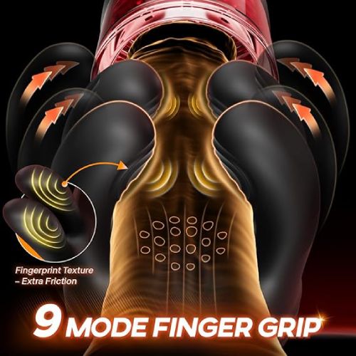 Hellofuntoys Finger 2.0 Penis Vibrators – 9 Vibration 9 Pinch & 9 Rotation Glans Trainer