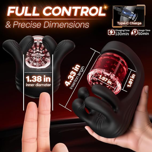 Hellofuntoys Finger 2.0 Penis Vibrators – 9 Vibration 9 Pinch & 9 Rotation Glans Trainer