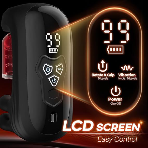 Hellofuntoys Finger 2.0 Penis Vibrators – 9 Vibration 9 Pinch & 9 Rotation Glans Trainer