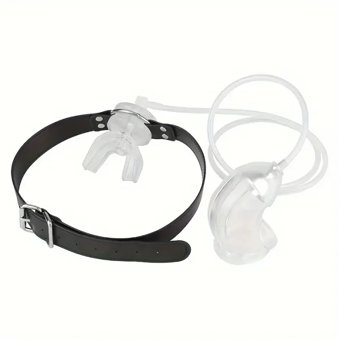 U-shaped gag with locking cap - an adult BDSM accessory for enhanced sensory experience