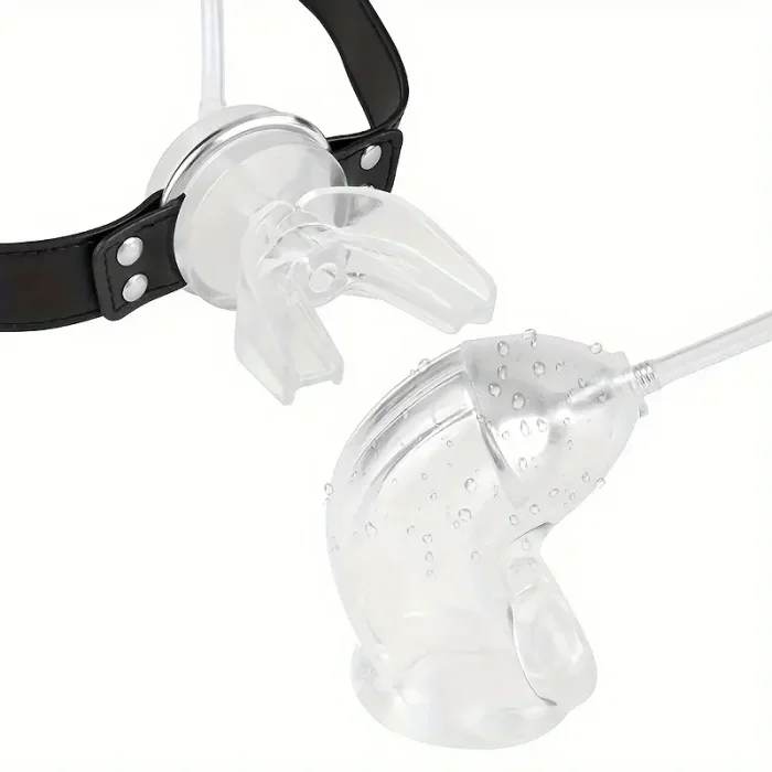 U-shaped gag with locking cap - an adult BDSM accessory for enhanced sensory experience