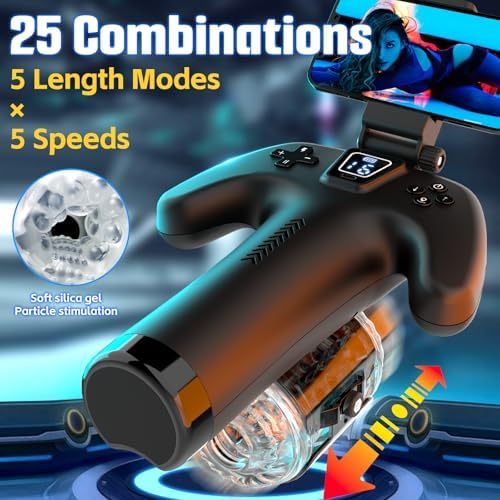 5 Speed & 10cm Thrusting Distance with Climax Mode Automatic Male Stroker with Phone Stand