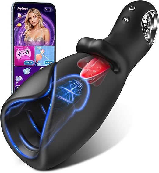 AI Smart APP Control 10 Licking & Vibrating Modes Glans Trainer