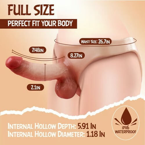 Hellofuntoys™ Ultra Elastic Silicone Strap-On Dildo Panties With 7.48'' Realistic Penis