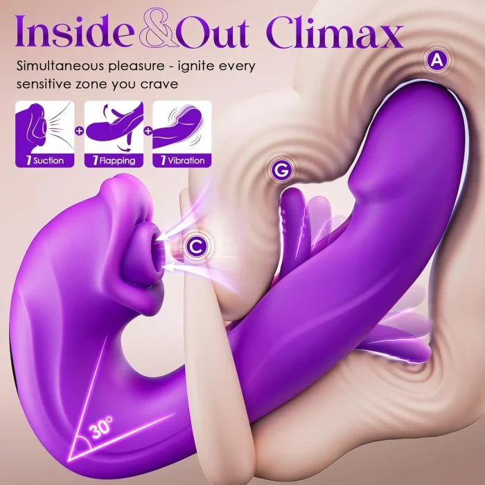 APP Control G-spot Women Sex Toy with 7 Flapping Vibrating & 7 Sucking Modes