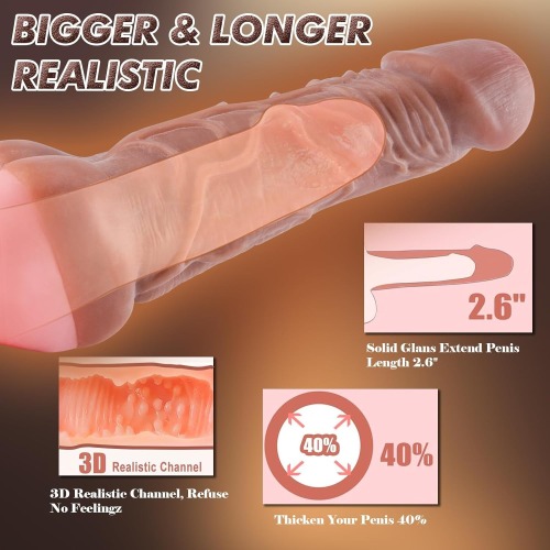 Realistic Dildo Male Penis Sleeve With Penetrable Pee-Hole & Anus