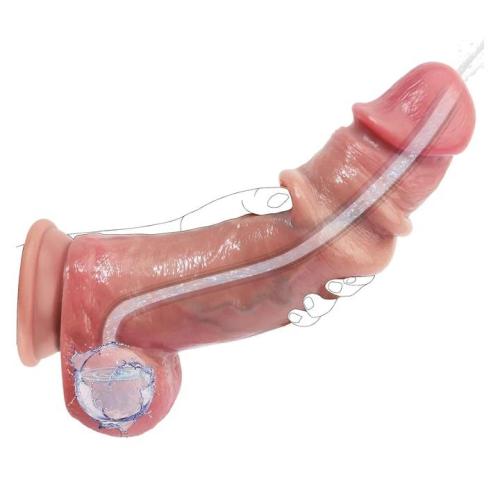 2IN1 Silicone Foreskin Ejaculating Huge Dildo for Vaginal Anal Play