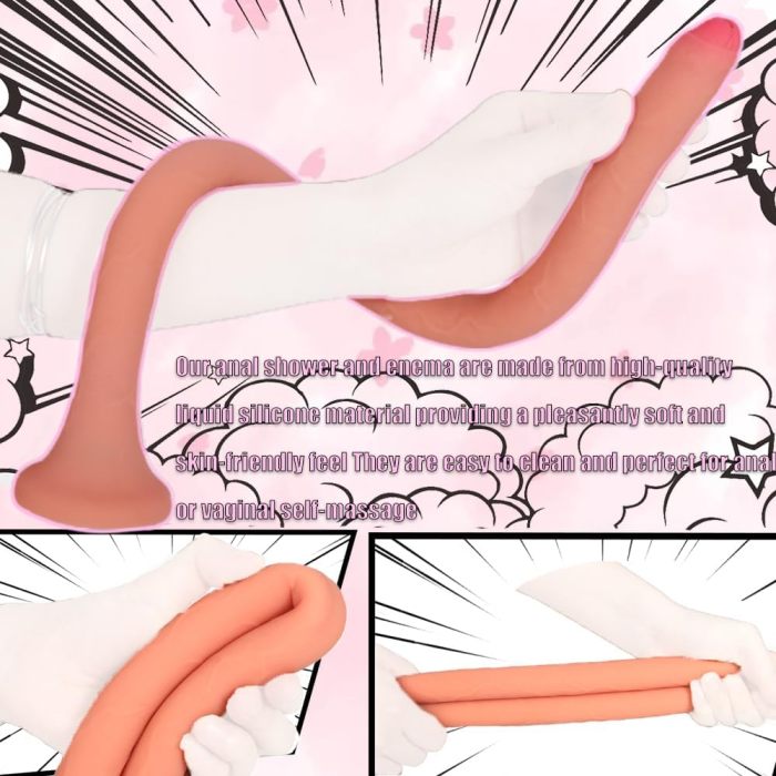 Hellofuntoys™ 15.2 Inch Silicone Extra Long Realistic Dildo Enema Douche