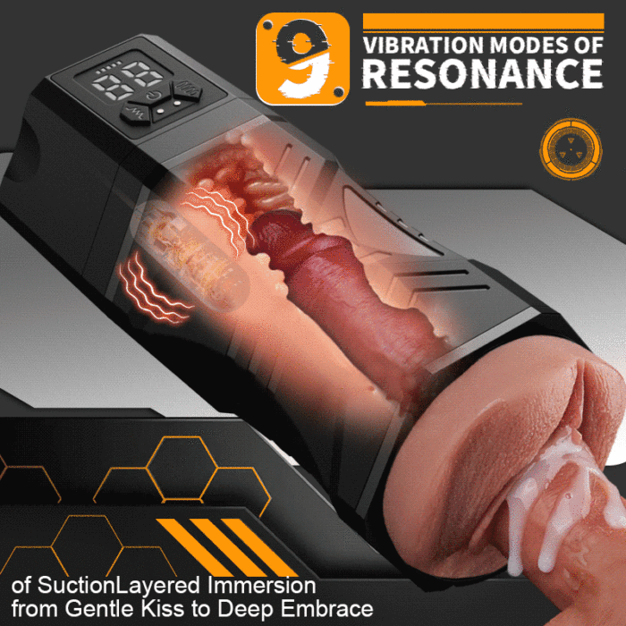 Hellofuntoys™ 5 Sucking 9 Vibrating Realistic Riding & Squeezing Action Male Masturbator