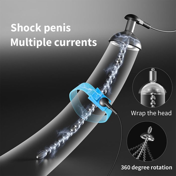 Electric Shock Stainless Steel Urethral Plug with Penis Ring