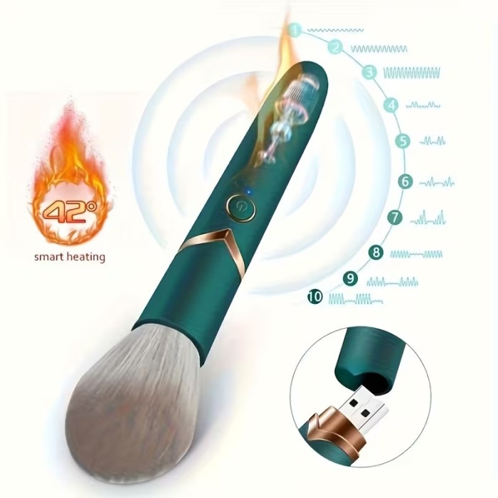 Vibrating Makeup Brush with Detachable Bullet Vibrator