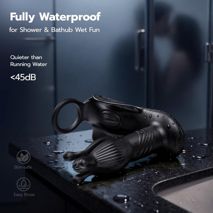 Hellofuntoys™ APP Control 9 Tension Shock Flapping Thrusting Vibrating Prostate Massager With Dual Cock Rings