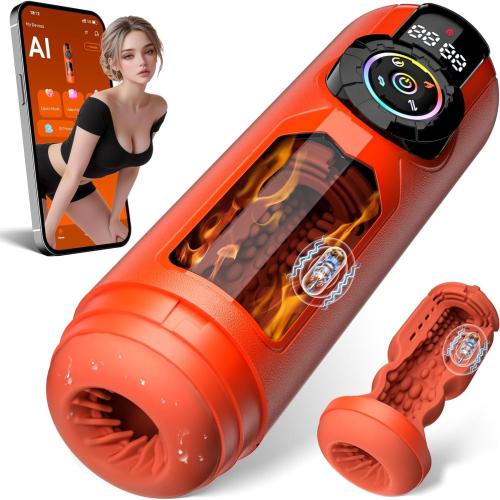 APP Control 9 Thrusting Vibrating & 9 Sucking Licking Male Masturebator