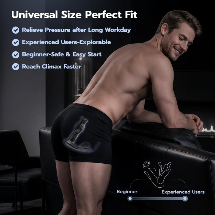 Hellofuntoys™ APP Control 9 Tension Shock Flapping Thrusting Vibrating Prostate Massager With Dual Cock Rings