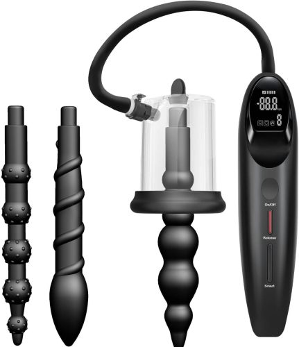 Electric Anal Pump Vibrator with 2 Silicone Anal Plugs Set