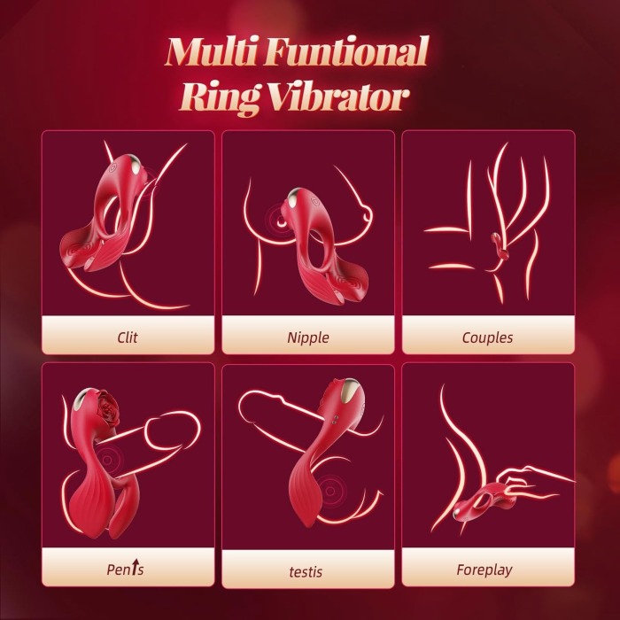 Hellofuntoys™ 3 Motor & 7 Vibrations for Clitoral Testicle Dual Stimulation Cock Ring
