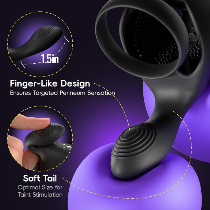 Hellofuntoys™ 10 Vibrating Stretchy Dual Penis Ring for Couples Play Enhanced Erection