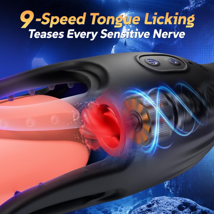 Penis Trainer 9 Licking 9 Vibrating Modes Realistic Glans Stimulation