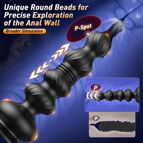 Hellofuntoys™ 10 Vibrating Thrusting Anal Plug Male Sex Toy Anal Trainer App S&M Whips