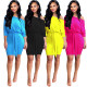 Online Sale Pure Color Oblique Shoulder Belted Dress A8466
