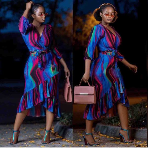Sexy V Neck Bandage Top Ruffled Skirt Printed Lady Suits HHM6092