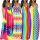 Loose Fitting Printing Spaghetti Strap Floor Length Dress MA6202