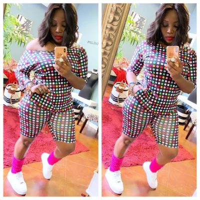 Fashion Pattern Printed One Shoulder T-Shirt With Shorts Two Piece Set S6231