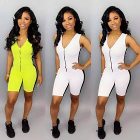 Gym Fitting Color Patchwork Sleeveless Jumpsuit ARM8081