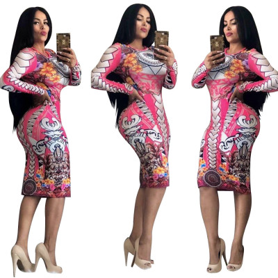 Wholesale Clubwear Sexy Printing Bodycon Dress XY1874B