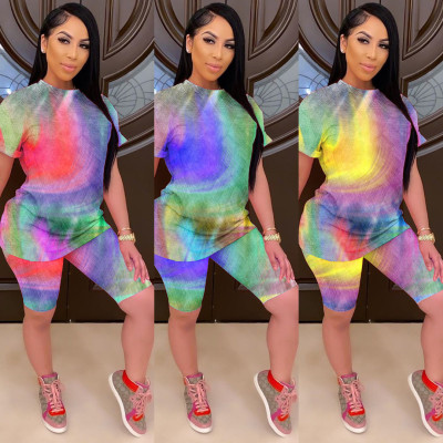 Fashion casual rainbow tie-dye suit L5037