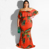 One-word shoulder tight hip sexy long dress OSS19377