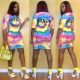 Cute sexy rainbow print dress DM8069