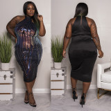 Vest large size women's sequin dress large size dress skirt YF1096