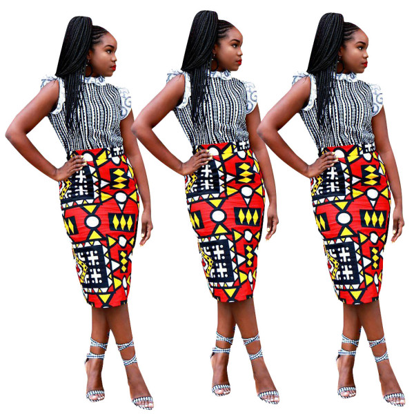 Print Sleeveless Bodycon Midi Dress SDD9019
