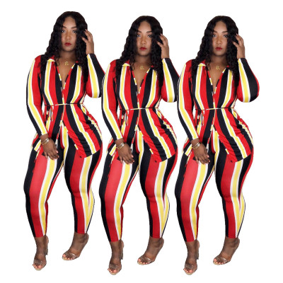 Fashion Striped Office Lady 2 Pieces Suits ARM8005