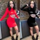 Solid color crew neck dress BN021