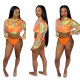 Sexy One Piece Solid Bikini Shiny Long Sleeves Hooded Coat LD8344