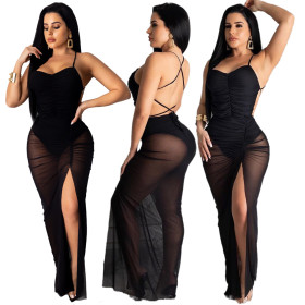 Sexy mesh gown dress SMN3156