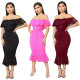 Wholesale Ladies Solid Off Shoulder Lace Dress JLX3091