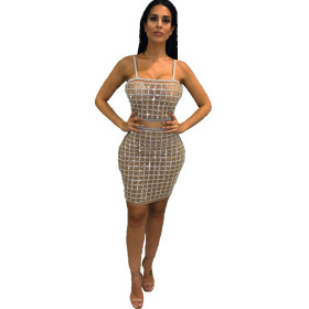 New Design Glitter Suits Condole Blet Top Wrap Skirt CCY8062