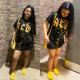 Personalized positioning printed short-sleeved T-shirt skirt LS6382