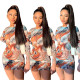 Casual fashion long sleeve round neck print dress TC018