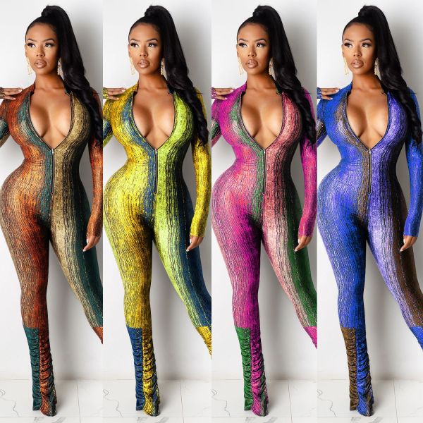 Tight-fitting mid-waist temperament commuter stacking jumpsuit female trousers foreign trade digital