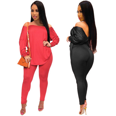 Loose Backless Strapless T Shirt Pure Color Tight Pants CY7146