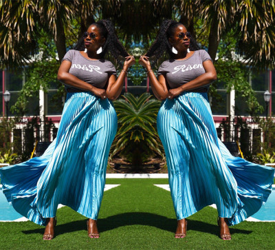 Leisure High Waist Pleated Long Skirts For Wholesale LA3102